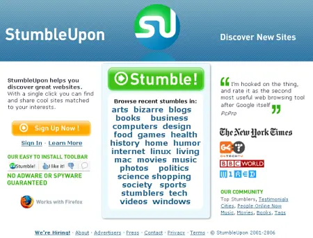 Stumbleupon Categories